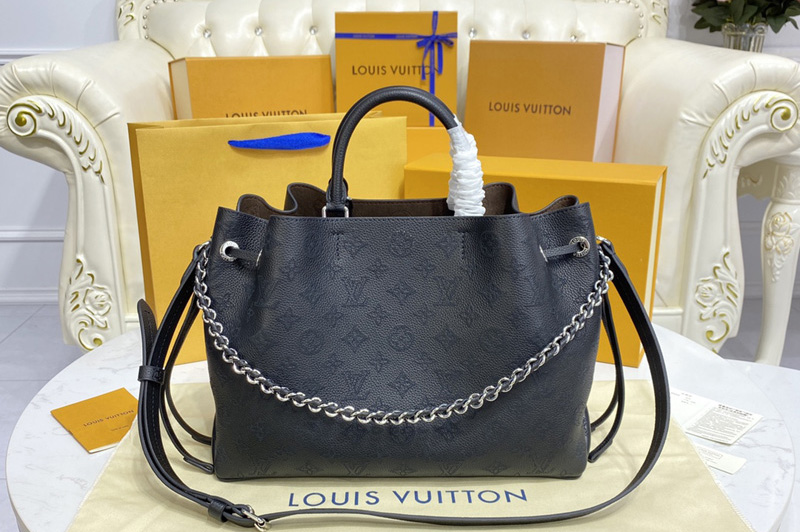 Louis Vuitton M59200 LV Bella Tote Bag in Black Mahina calf leather