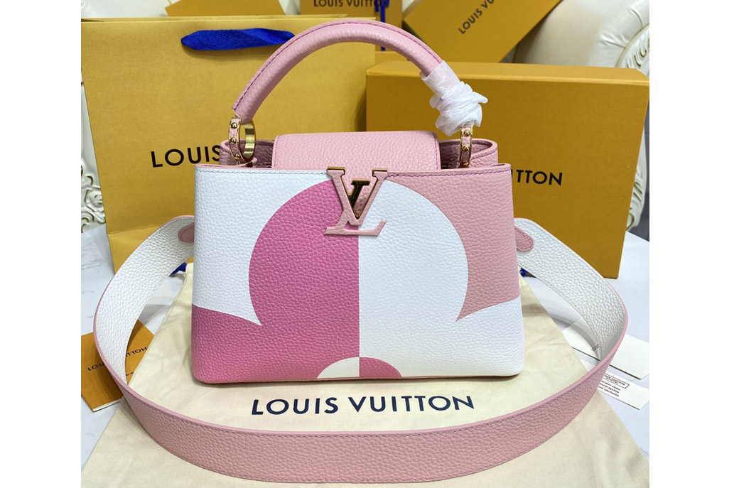 Louis Vuitton M59532 LV Capucines BB handbag in Pink/Cream Taurillon leather