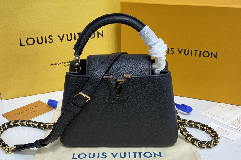 Louis Vuitton M59928 LV Capucines Mini handbag in Black Taurillon leather