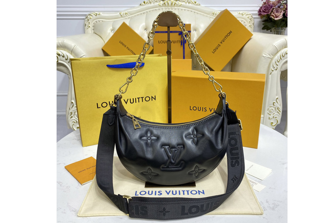 Louis Vuitton M59799 LV Over The Moon Bag in Black Quilted and embroidered smooth calf leather