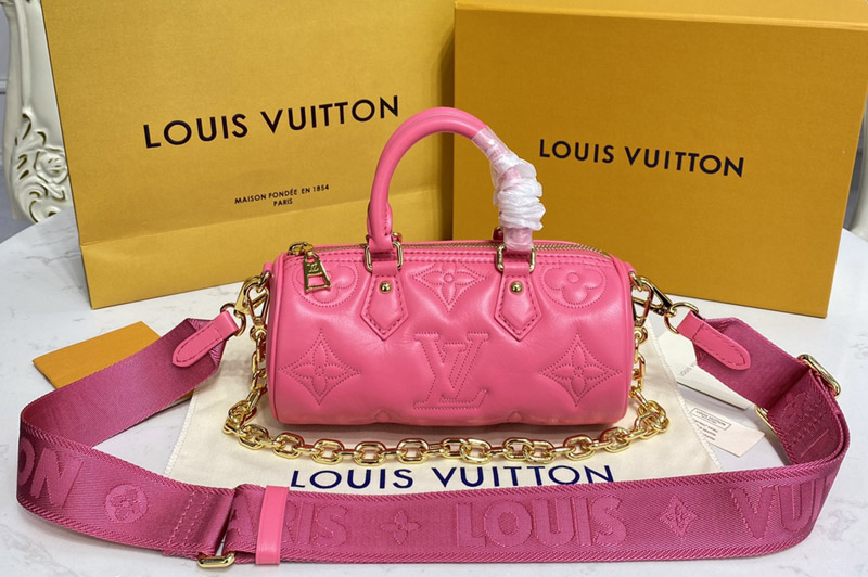 Louis Vuitton M59826 LV Papillon BB handbag in Pink Quilted and embroidered smooth calf leather