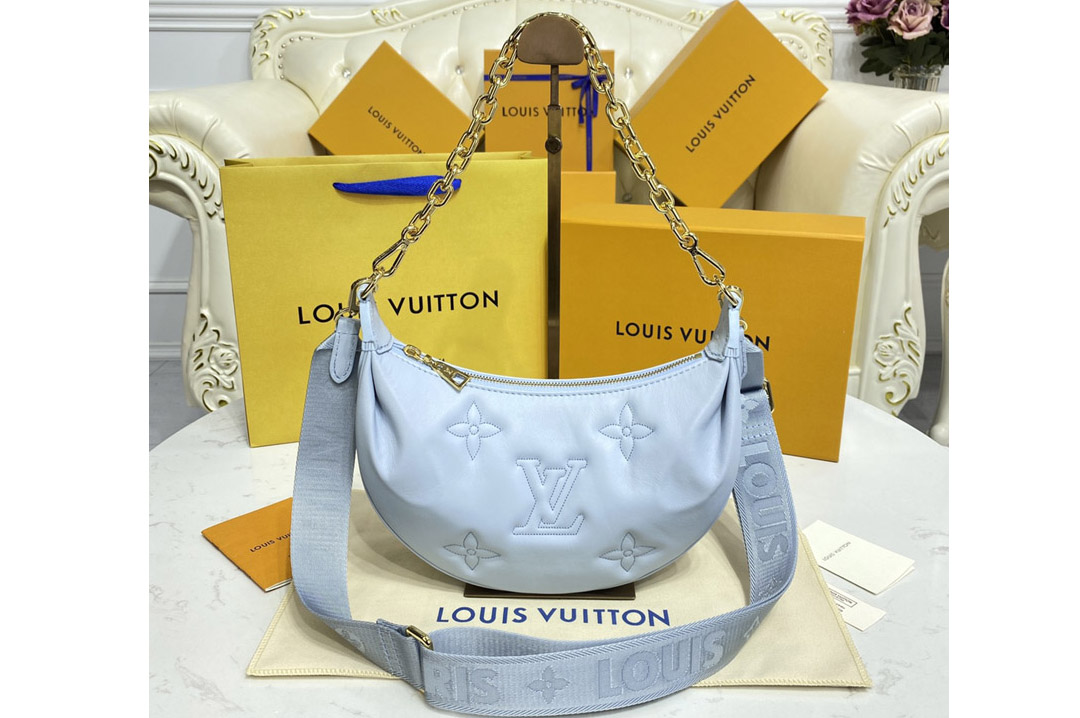 Louis Vuitton M59825 LV Over The Moon Bag in Blue Quilted and embroidered smooth calf leather