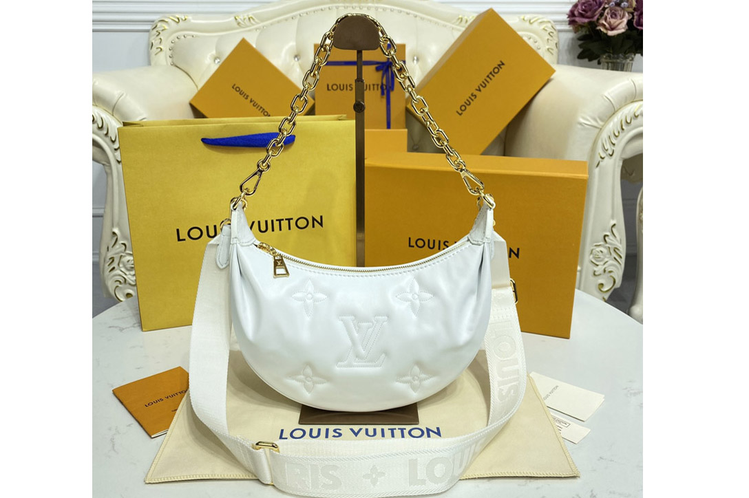Louis Vuitton M59959 LV Over The Moon Bag in White Quilted and embroidered smooth calf leather