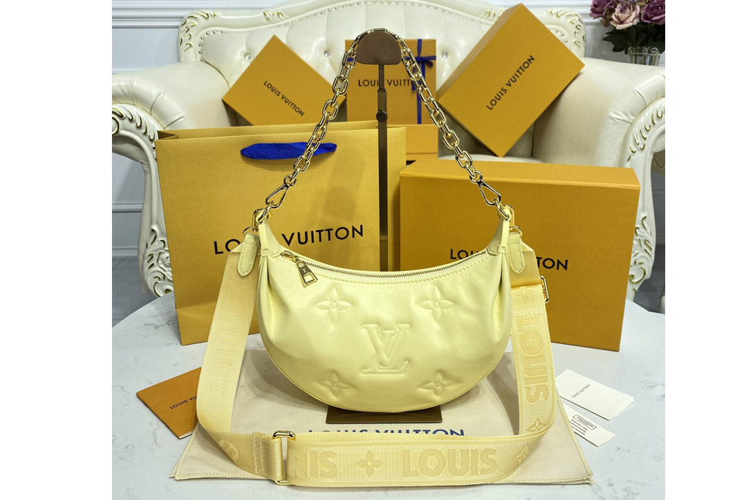 Louis Vuitton M59823 LV Over The Moon Bag in Yellow Quilted and embroidered smooth calf leather