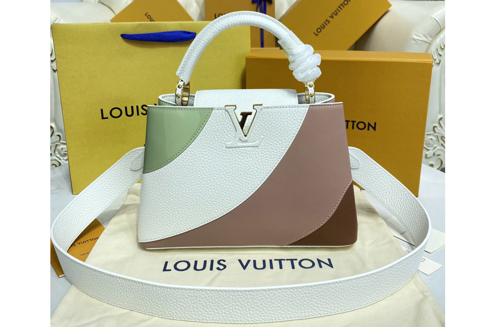 Louis Vuitton M59863 LV Capucines BB handbag in White/Green Taurillon leather