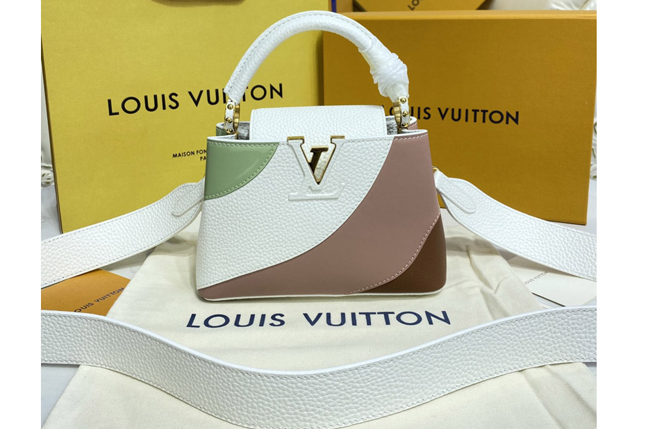 Louis Vuitton M59864 LV Capucines Mini handbag in Pink/Green Taurillon leather