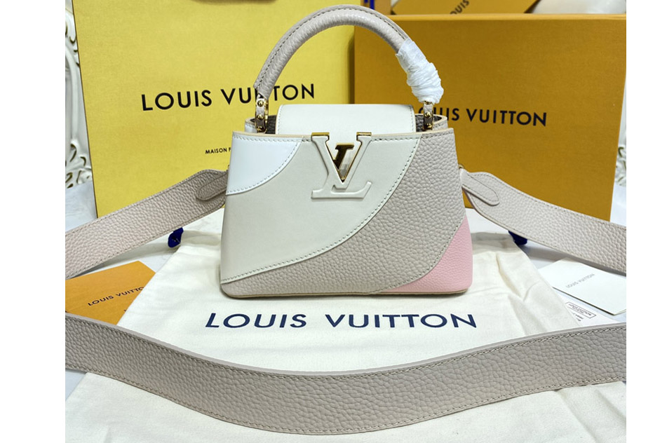 Louis Vuitton M59864 LV Capucines Mini handbag in Pink/Gray Taurillon leather