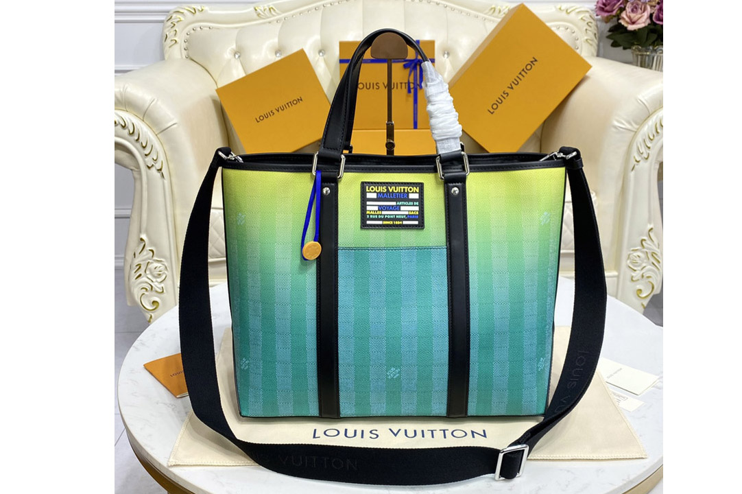 Louis Vuitton M59919 LV Wkd Tote pm bag in gradient green Damier Stripes canvas