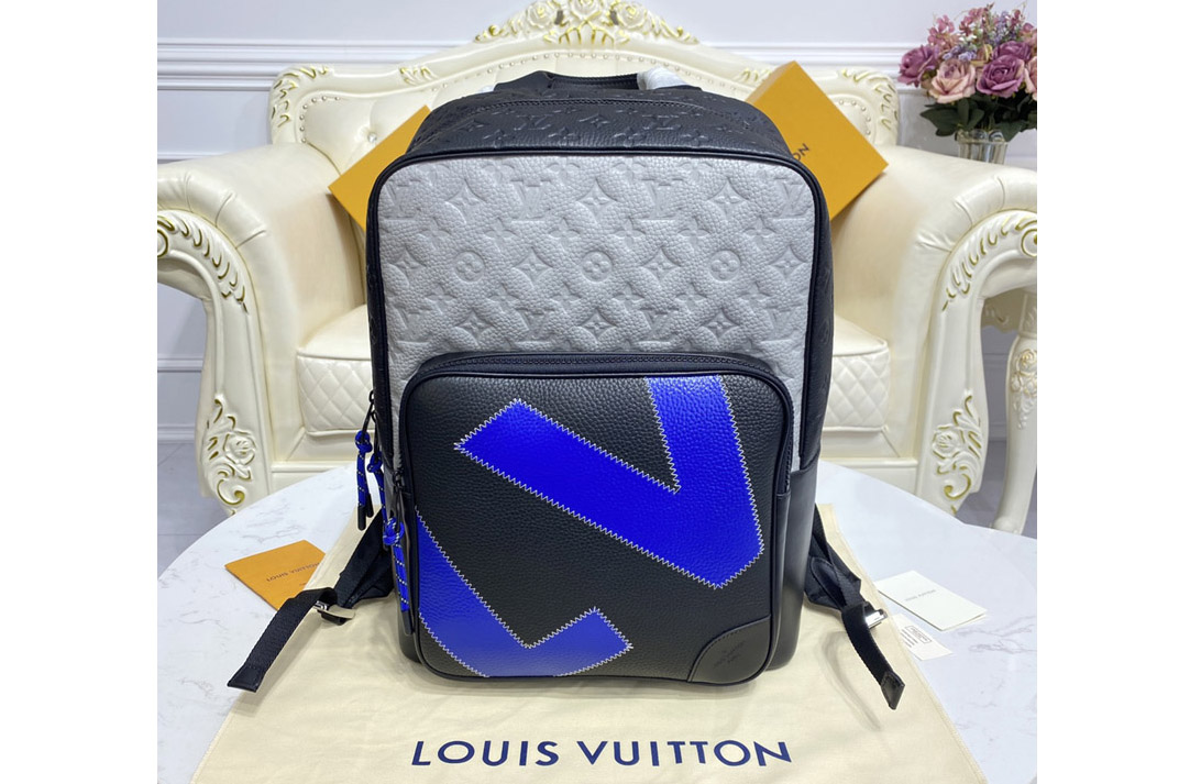 Louis Vuitton M59924 LV Dean Backpack in Black and Gray Taurillon leather