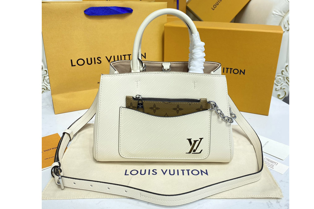 Louis Vuitton M20520 LV Marelle Tote BB bag in White Epi leather