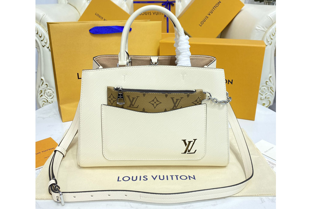 Louis Vuitton M59953 LV Marelle Tote MM bag in White Epi leather