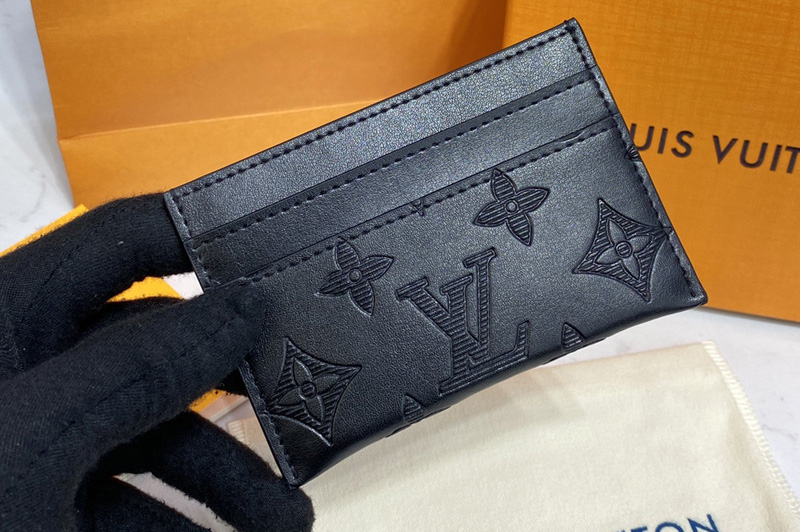 Louis Vuitton M81022 LV Card Holder in Black Monogram Empreinte leather