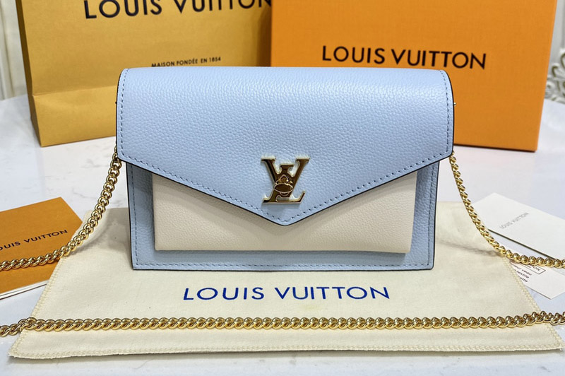 Louis Vuitton M81436 LV Mylockme Chain Pochette Bag in Blue Calf leather