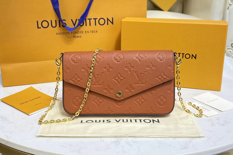Louis Vuitton M81531 LV Félicie Pochette Bag in Brown Monogram Empreinte Leather