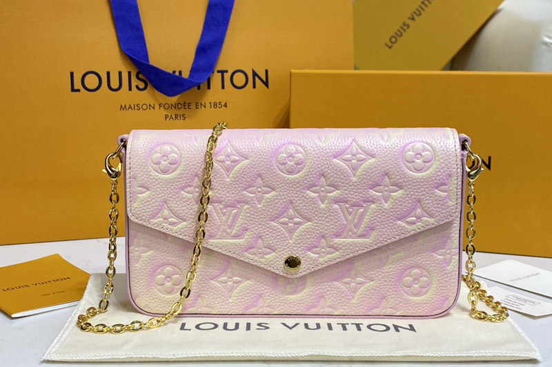 Louis Vuitton M64064 LV Félicie Pochette Bag in Water Pink Monogram Empreinte Leather