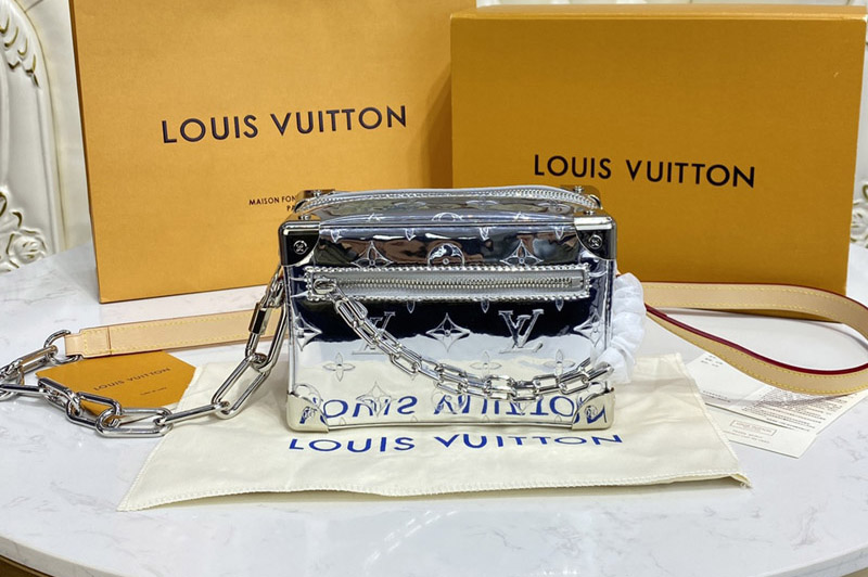 Louis Vuitton M68906 LV Mini Soft Trunk bag in Silver Monogram vernis