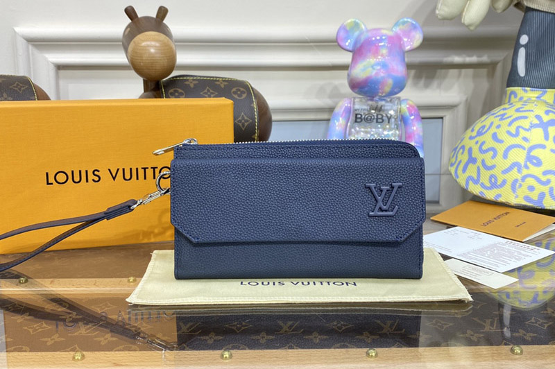 Louis Vuitton M69831 LV New Long Wallet in Blue grained calf leather
