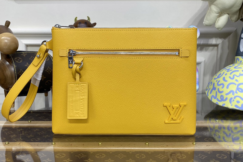 Louis Vuitton M69837 LV Takeoff Pouch in Yellow grained calf leather
