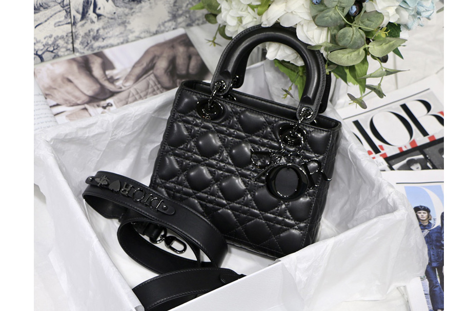 Christian Dior M0538 Small Lady Dior My ABCDior bag on Black Cannage Lambskin