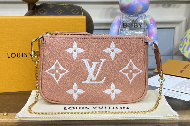 Louis Vuitton M80501 LV Mini Pochette Accesoires in Pink Monogram Empreinte leather