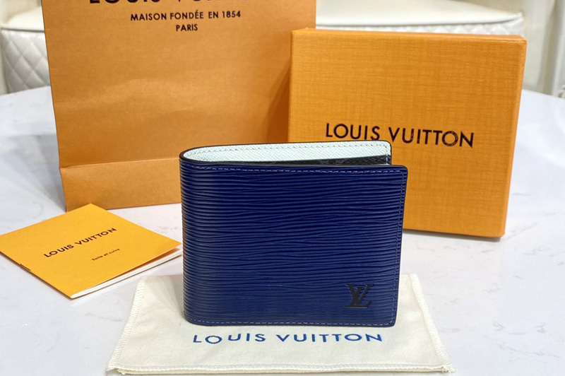 Louis Vuitton M80770 LV Multiple Wallet on Blue Epi leather