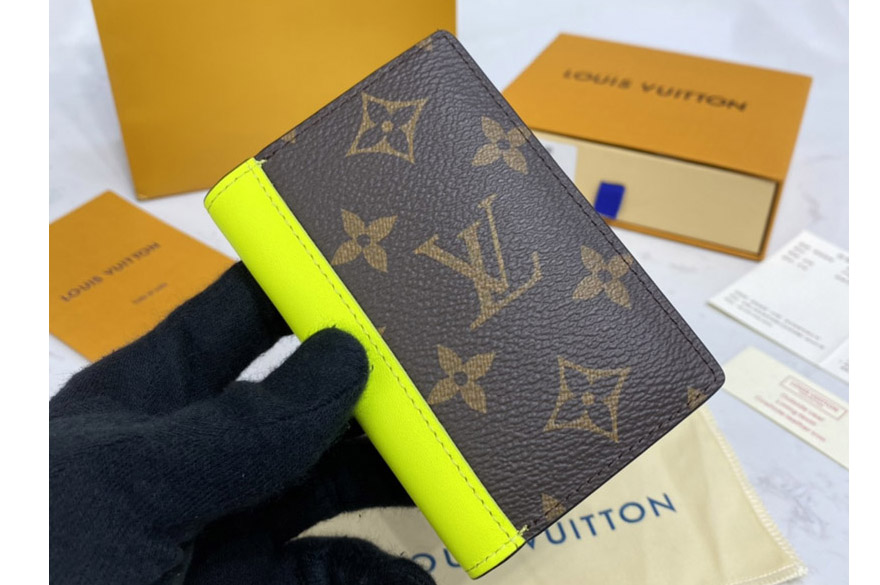 Louis Vuitton M81535 LV Pocket Organizer Wallet in Monogram canvas With Yellow