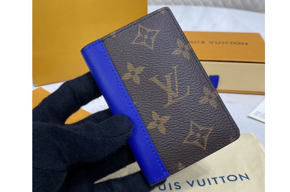 Louis Vuitton M81535 LV Pocket Organizer Wallet in Monogram canvas With Blue