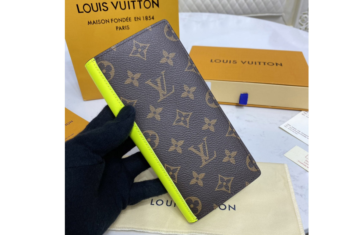 Louis Vuitton M81538 LV Brazza wallet in Monogram Macassar coated canvas With Yellow