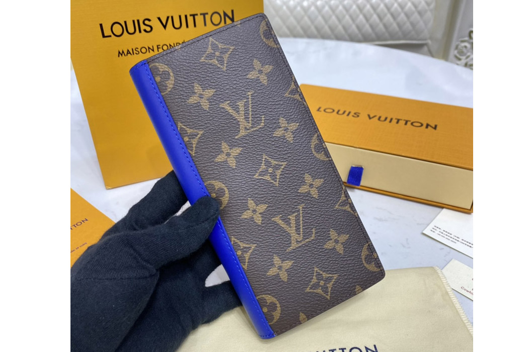 Louis Vuitton M81538 LV Brazza wallet in Monogram Macassar coated canvas With Blue