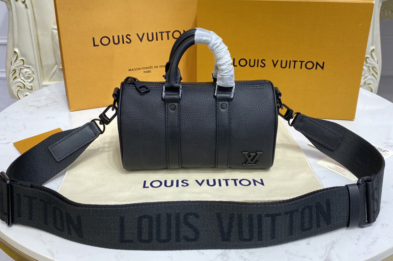 Louis Vuitton M80950 LV keepall xs Bag in Black Aerogram leather