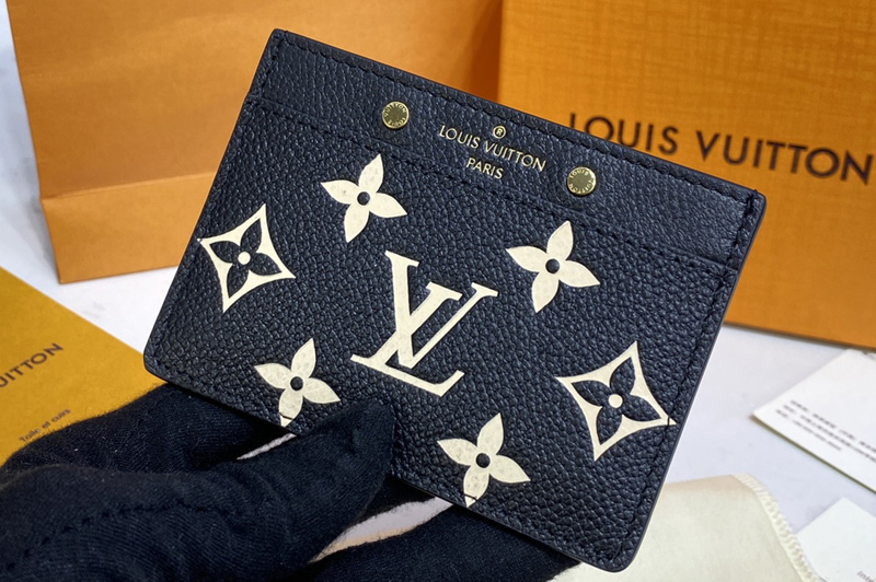 Louis Vuitton M81022 LV Card Holder in Black/Beige Monogram Empreinte leather