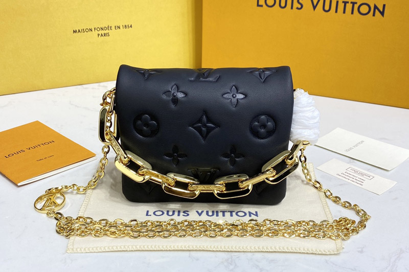 Louis Vuitton M81125 LV Coussin Beltbag Bag in Black Monogram-embossed puffy lambskin