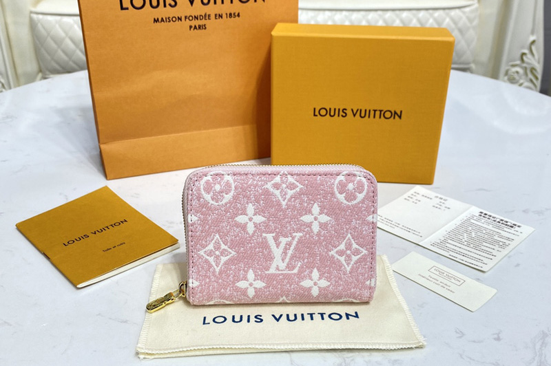 Louis Vuitton M81185 LV Zippy coin purse in Pink Monogram jacquard denim
