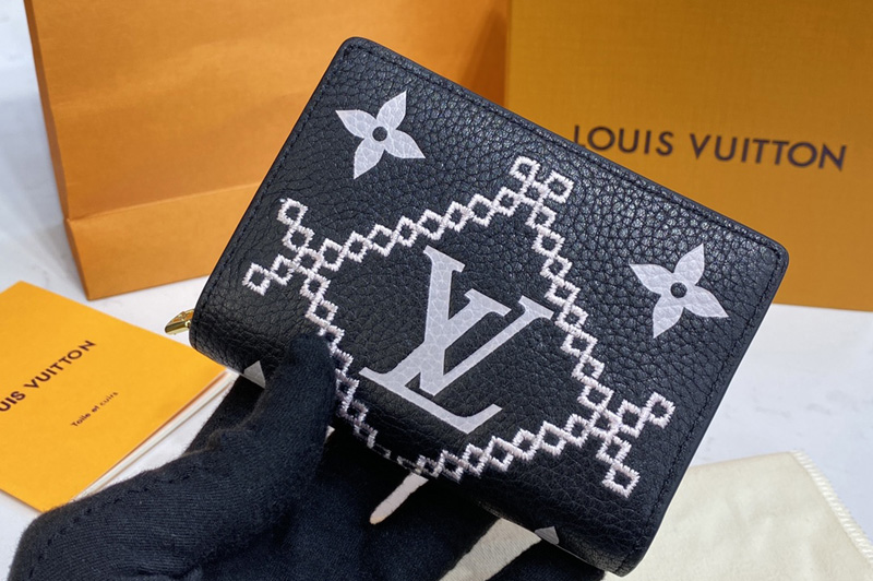 Louis Vuitton M81139 LV Clea wallet in Black Monogram Empreinte embroidered