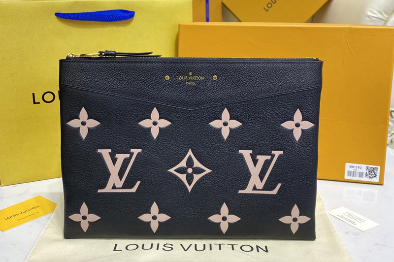 Louis Vuitton M81292 LV Daily Pouch in Black/Beige Monogram Empreinte Leather