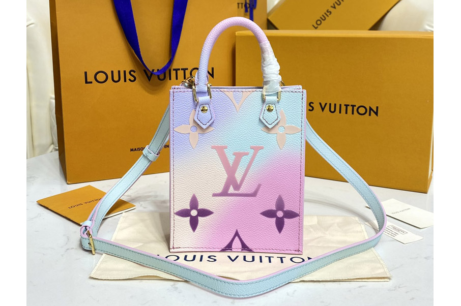 Louis Vuitton M81341 LV Petit Sac Plat Bag in Sunrise Pastel Monogram coated canvas