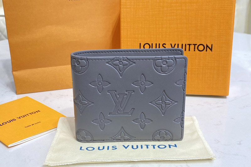 Louis Vuitton M81383 LV Multiple wallet in gray Monogram Shadow calf leather