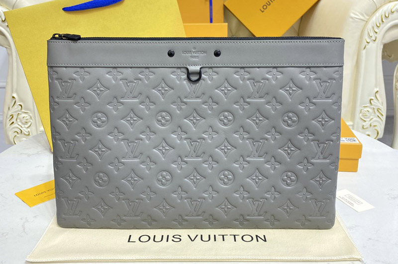 Louis Vuitton M81385 LV Pochette Discovery Pouch in Gray Monogram Shadow calf leather