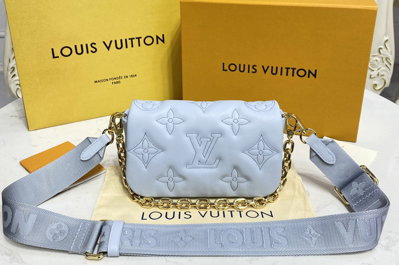 Louis Vuitton M81399 LV Wallet on Strap Bag in Blue quilted calf leather