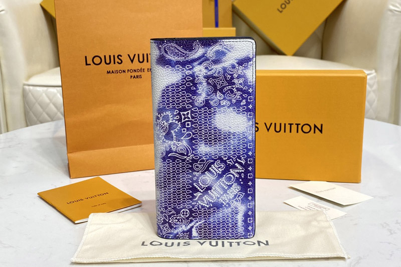 Louis Vuitton M81405 LV Brazza Wallet in Blue Cowhide leather