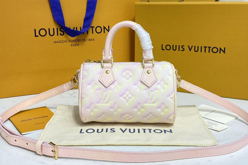Louis Vuitton M81508 LV Nano Speedy Bag in Pink Monogram Empreinte leather