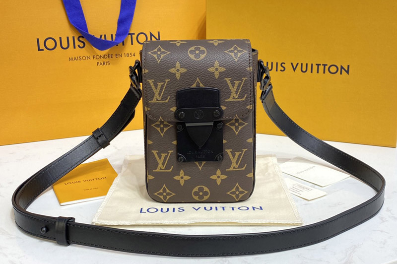 Louis Vuitton M81522 LV S-Lock Vertical wearable wallet in Monogram Macassar coated canvas and black cowhide leather