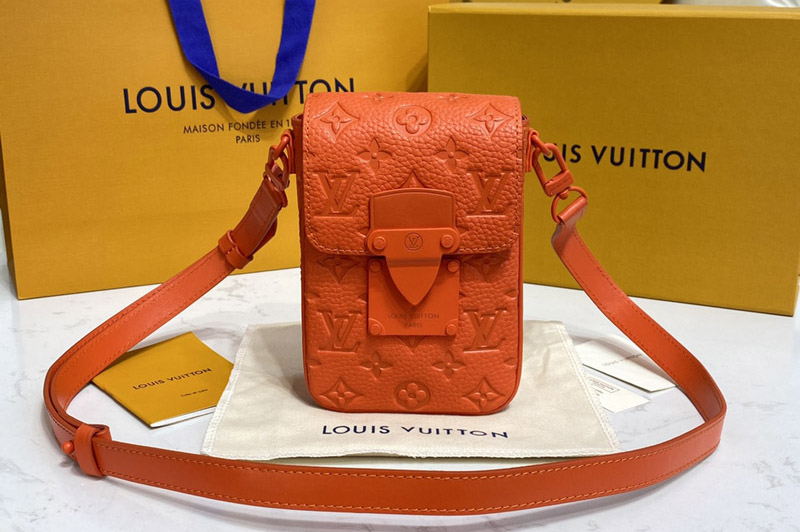 Louis Vuitton M81525 LV S-Lock Vertical wearable wallet in Orange Taurillon Monogram leather