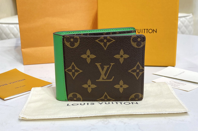 Louis Vuitton M81537 LV Multiple wallet in Monogram Macassar coated canvas With Green