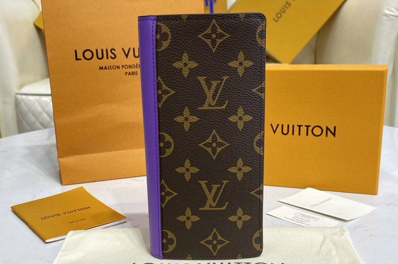 Louis Vuitton M81538 LV Brazza wallet in Monogram Macassar coated canvas With Purple