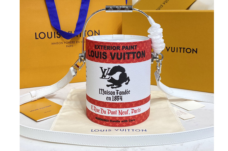 Louis Vuitton M81595 LV Paint Can Bag in Red Coated canvas and cowhide leather