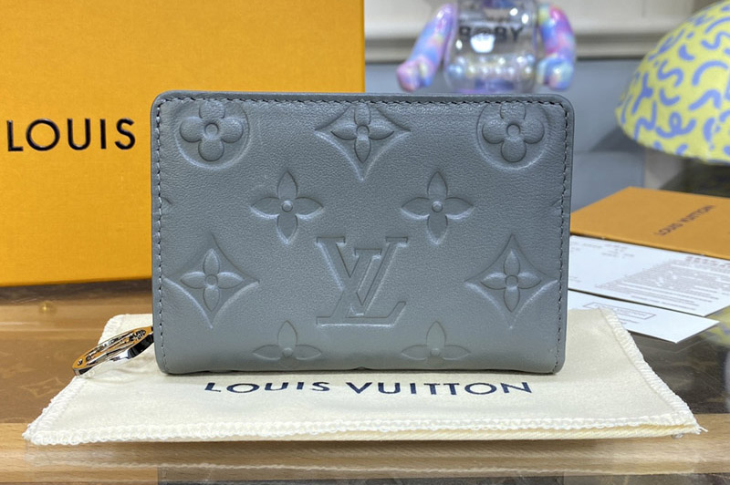 Louis Vuitton M81599 LV Lou Coussin wallet in Gray Monogram-embossed lambskin