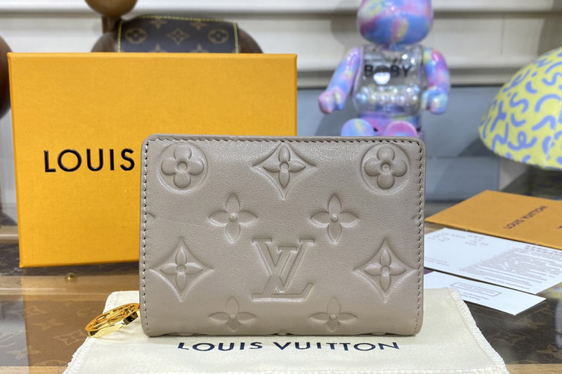 Louis Vuitton M81599 LV Lou Coussin wallet in Beige Monogram-embossed lambskin