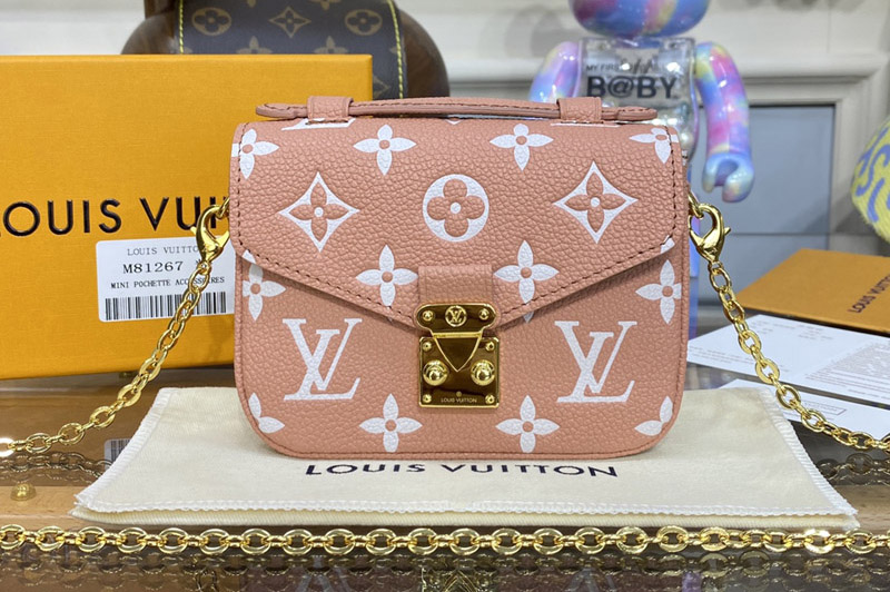 Louis Vuitton M81389 LV Micro Metis bag in Pink/Cream Monogram Empreinte leather