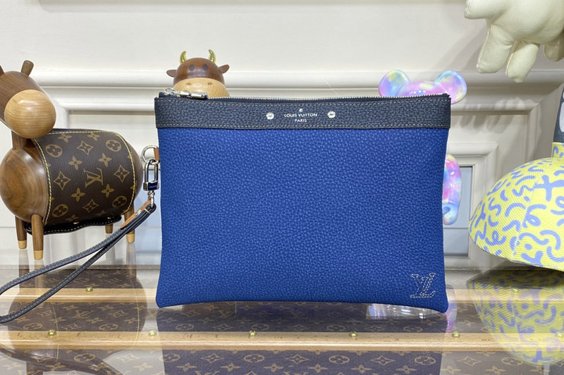 Louis Vuitton M81781 LV Pochette To-Go in Denim Blue Taurillon leather